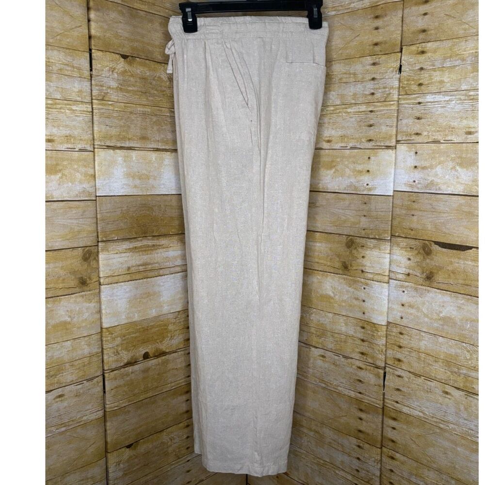 OLD NAVY HIGH RISE WIDE LEG CASUAL CLASSIC COASTAL EVERYDAY LINEN BLEND PANTS - Picture 3 of 4